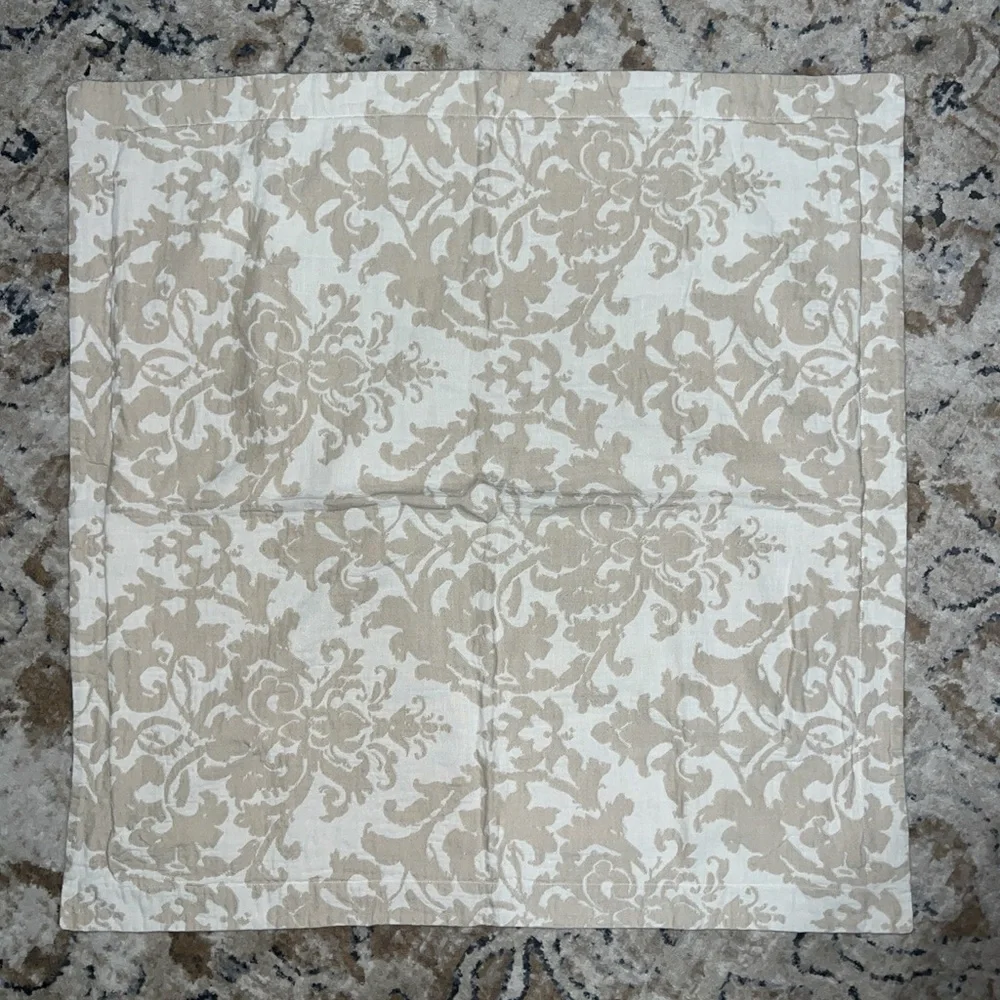 3 Pottery Barn Jacquard Medallion Cotton Linen Euro Sham in Neutral - Picture 4 of 16